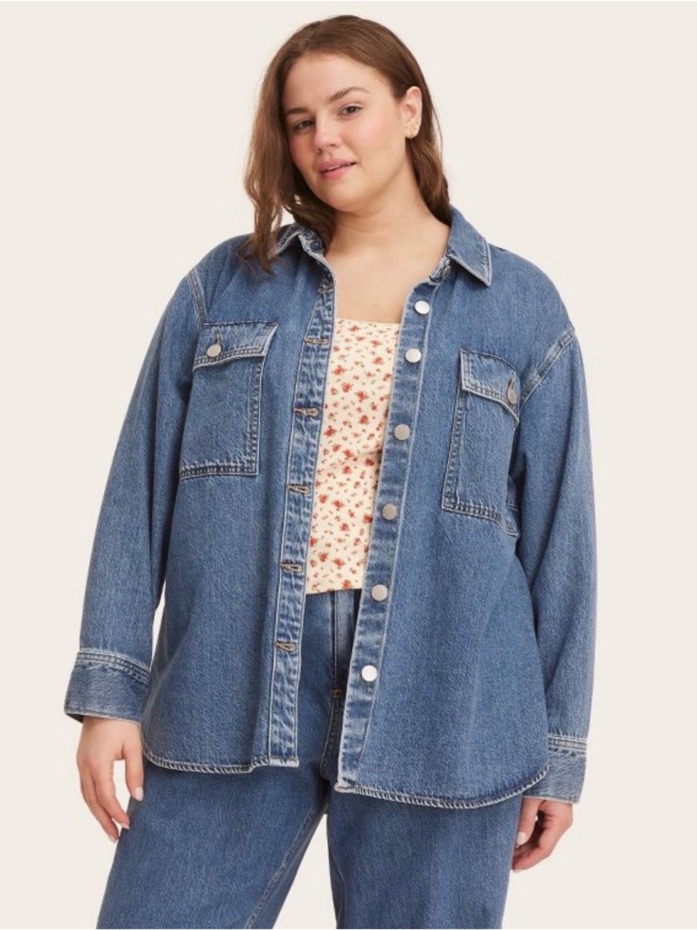 Parke x Target Shacket Button Down Shirt in Medium Wash Large L nwt